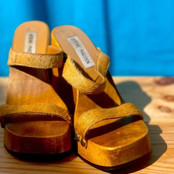VINTAGE STEVE MADDEN WODDEN SANDALS SIZE. 6 - Picture 16 of 16